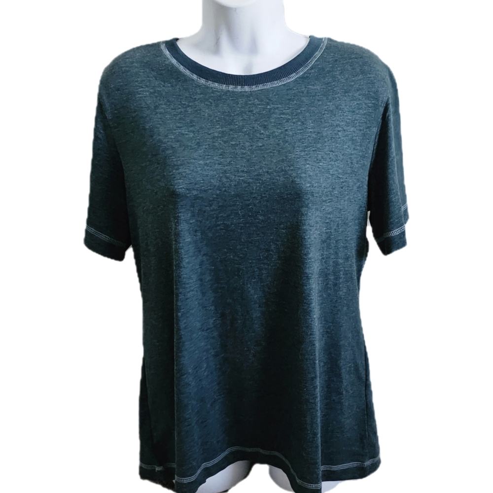 Loose Fitted Green Crew Neck Short Sleeve Tee - Picture 2 of 2